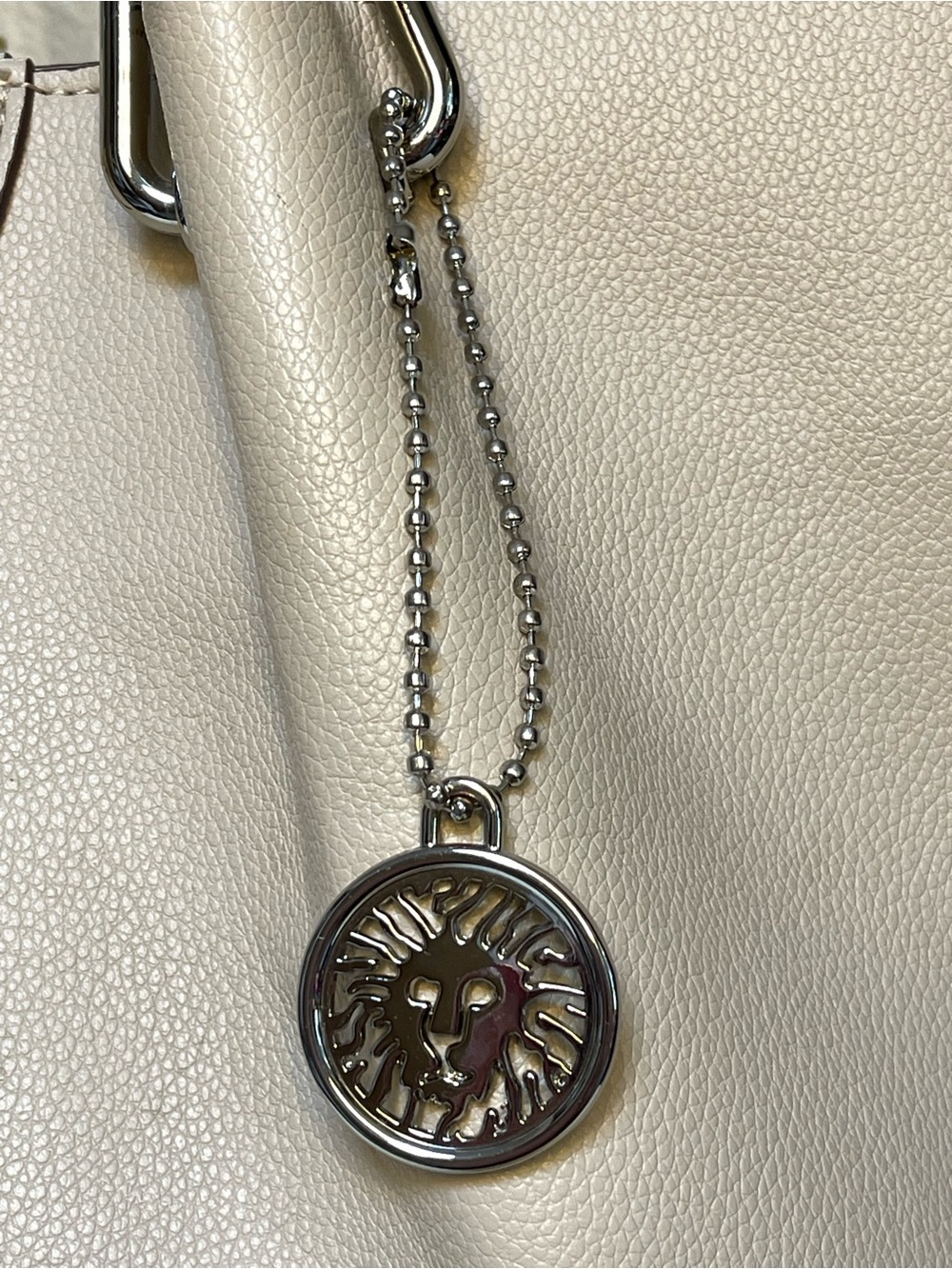 Anne Klein Taupe Vegan Pebbled Texture Tote with Lion & Tassel Charms - Picture 2 of 16